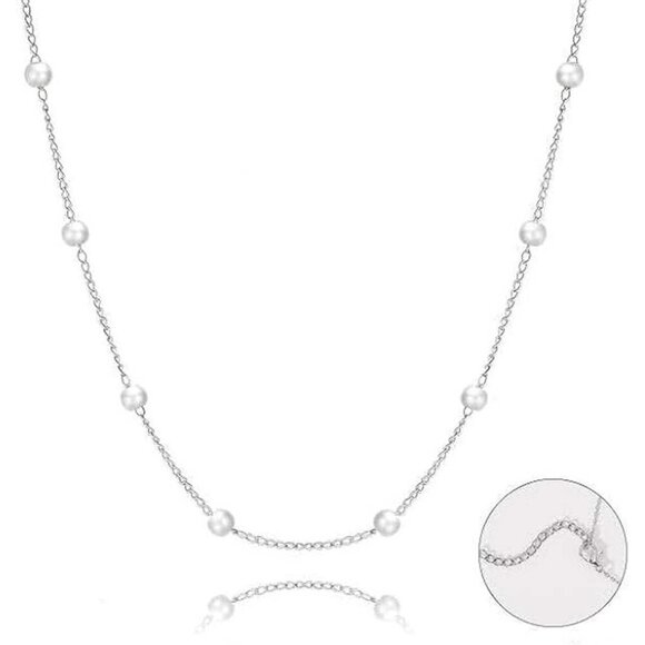 🆕 Women White Pearl Choker Necklace Trendy Chain Layered Birthday Jewelry Gifts - Picture 5 of 6